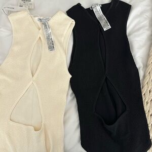Zara cut out body suit cream and black
